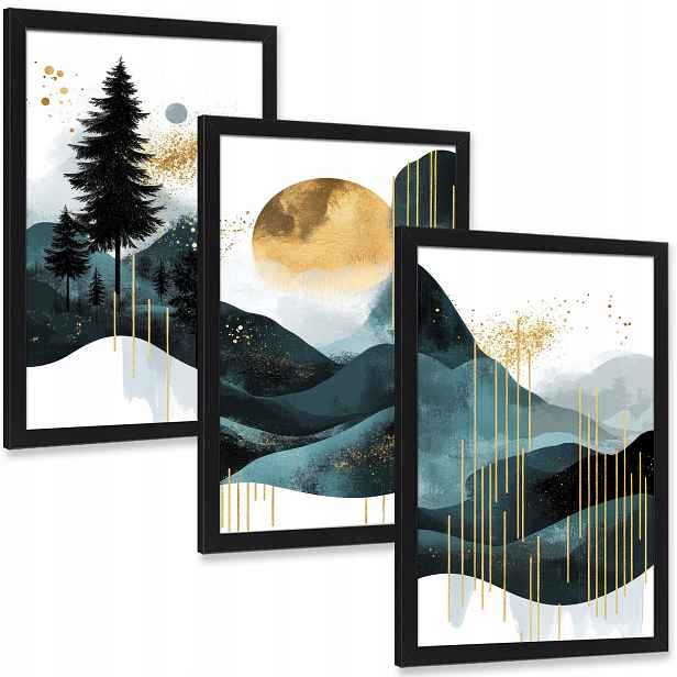 Sada tří obrazů Krajina les glamour triptych 3 kusy 40x30 cm