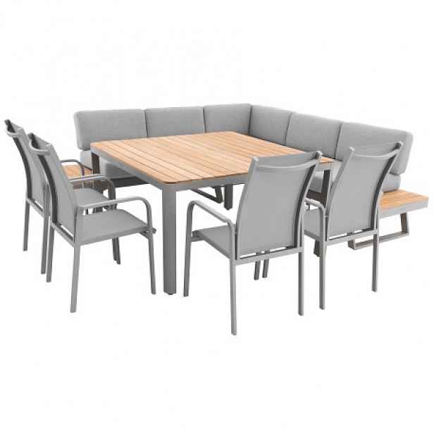 Doppler EXPERT PLUS AVERSA TEAK - zahradní 7-dílná hliníková jídelní souprava
