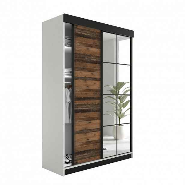 Kier Furniture POSUVNÁ ŠATNÍ SKŘÍŇ LAMARO 167x205x59cm - Bílá & Old Style