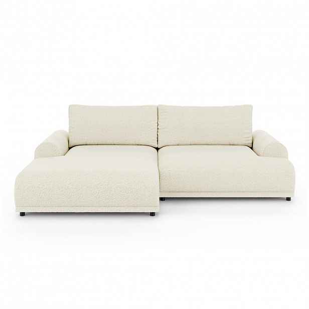 luma-home ROHOVÁ POHOVKA s rozkládací funkcí, extra širokým otomanem vlevo, 240 × 145 × 81 cm (Š×H×V), potah s bouclé vzorem v odstínu béžová-krémová