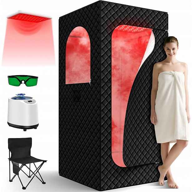 Přenosná infračervená parní sauna s červeným světlem 1200 W