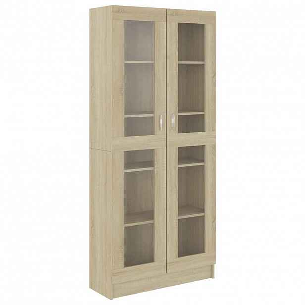 vidaXL Prosklená skříň dub sonoma 82,5x30,5x185 cm kompozitní dřevo