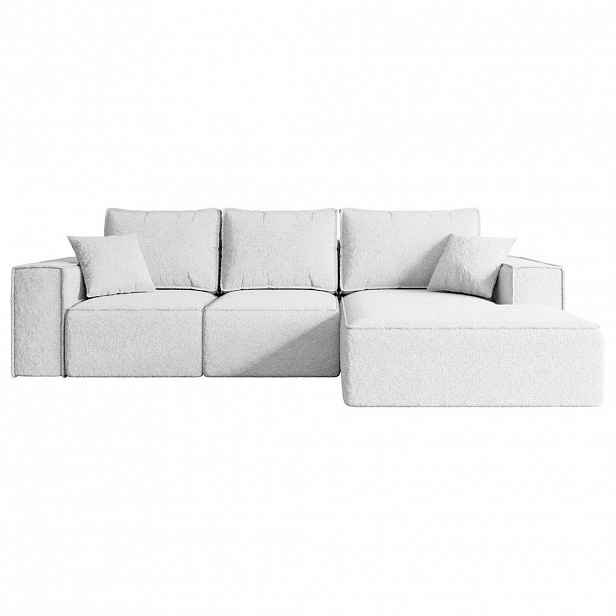 ALTDECOR ROHOVÁ SEDACÍ SOUPRAVA s funkcí lůžka a úložným prostorem SERRA-L-S – 266 x 161 x 87 cm, bílá buklé