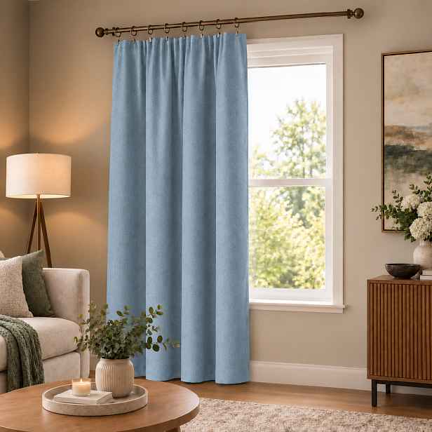 100% zatemňující závěs SUPER BLACKOUT modrý 019 s řasící páskou 140×250 cm