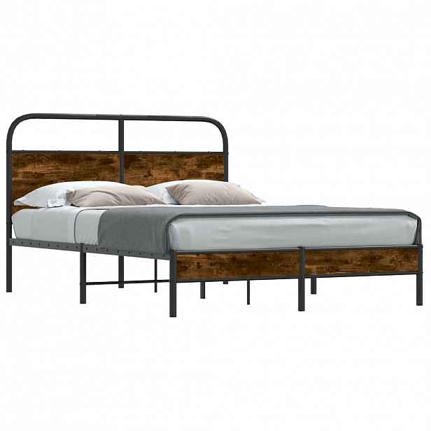 vidaXL Rám postele bez matrace 120x190 cm kouřový dub kompozitní dřevo
