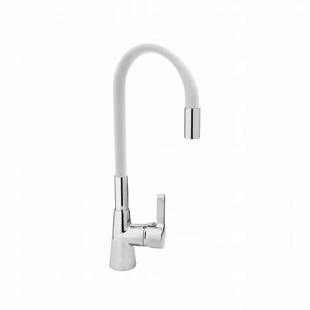 Bílá Kuchyňská Baterie Flexibilní Flex Eco Soft Touch Mosaz Fala