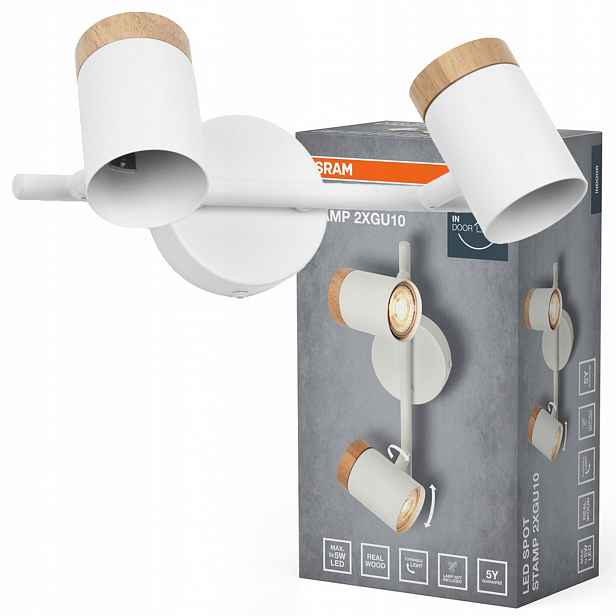 Nástěnná lampa stropní svítidlo Led reflektor Spot 2xGU10 Dřevo Stamp Osram