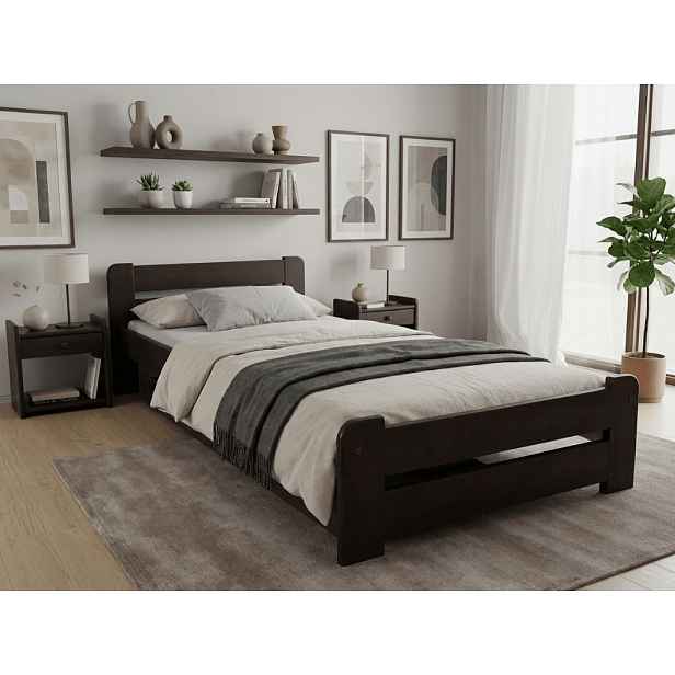 Postel Laura 90 x 200 cm, ořech Rošt: Bez roštu, Matrace: Matrace Deluxe 10 cm