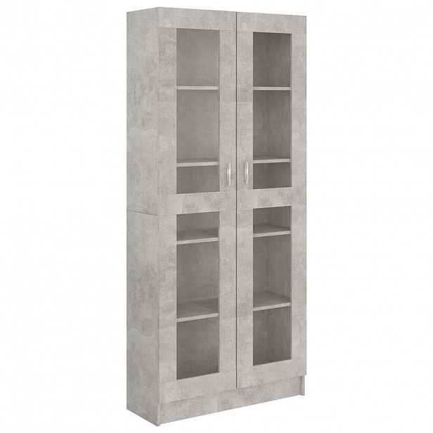 vidaXL Prosklená skříň betonově šedá 82,5 x 30,5 x 185 cm kompozit