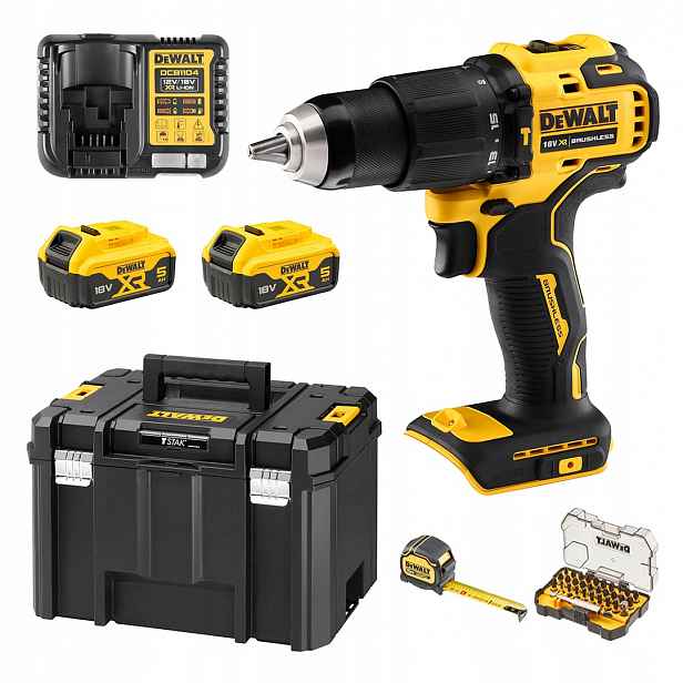 Sada DeWALT DCZ100P2KT Příklepový šroubovák DCD709 18V 2x5Ah, příslušenství, kufr