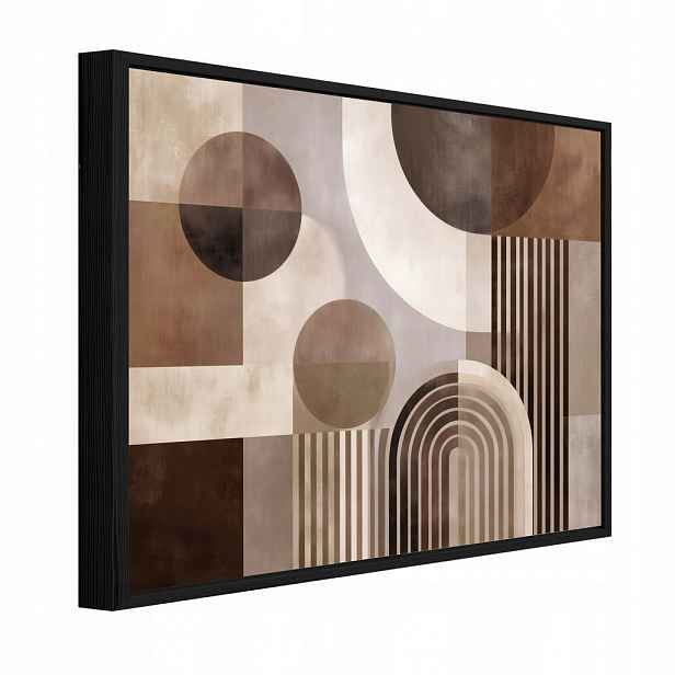 Wallarena ZARÁMOVANÉ obrazy abstraktní geometrické hnědé 120x80 cm