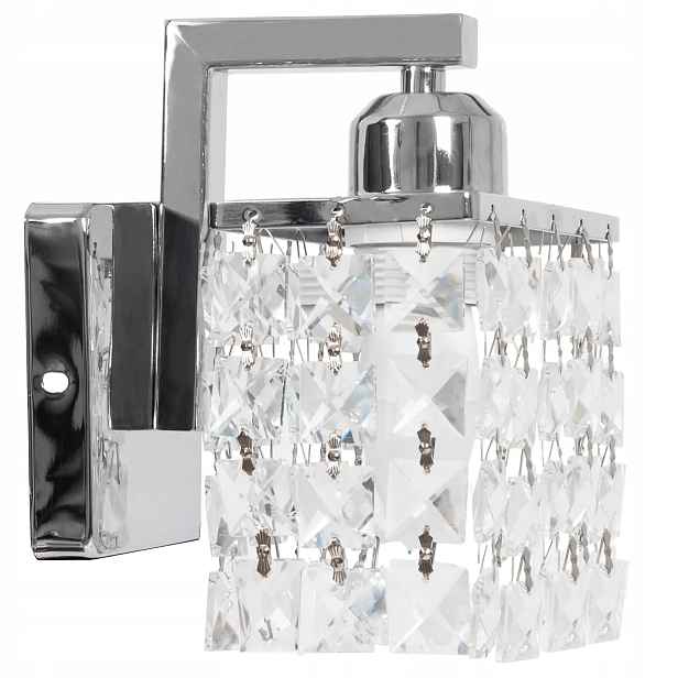 Nástěnná Lampa Kovová Křišťál Chromová