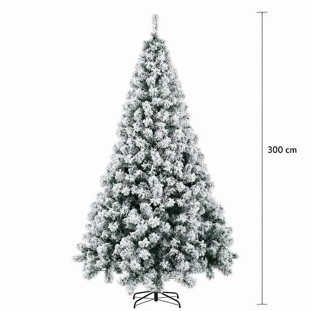 Umělý Vánoční Stromeček Zasněžený 300 CM, Hustý, 1700 Tipů S Vánočním Stojanem