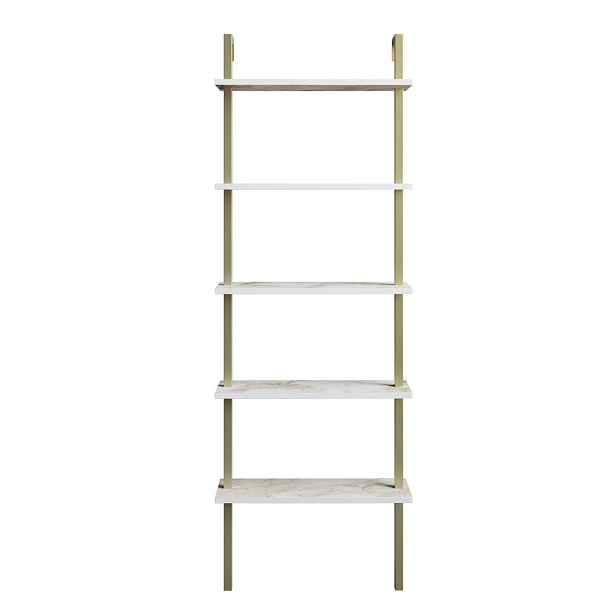 Kalune Design Mramorová knihovna Paulas bílá/zlatá