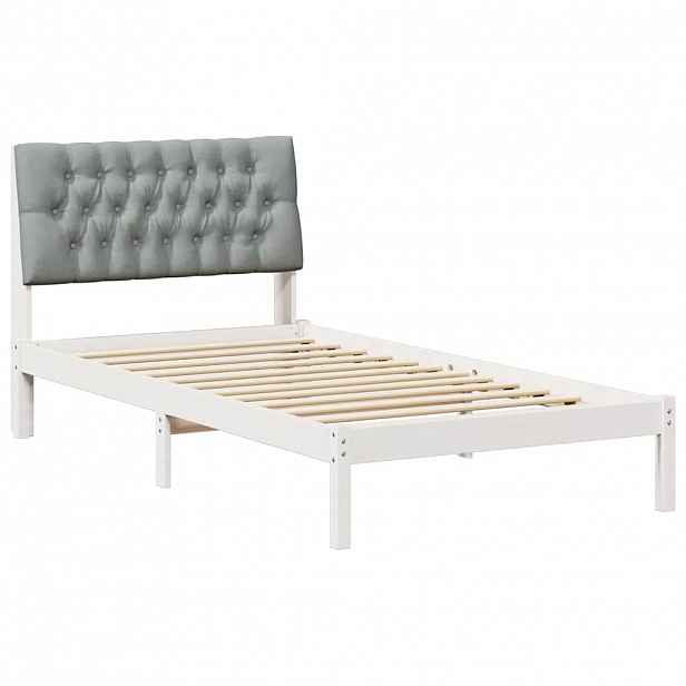 vidaXL Rám postele s čalouněným čelem s čelo Bílá 100 x 200 cm