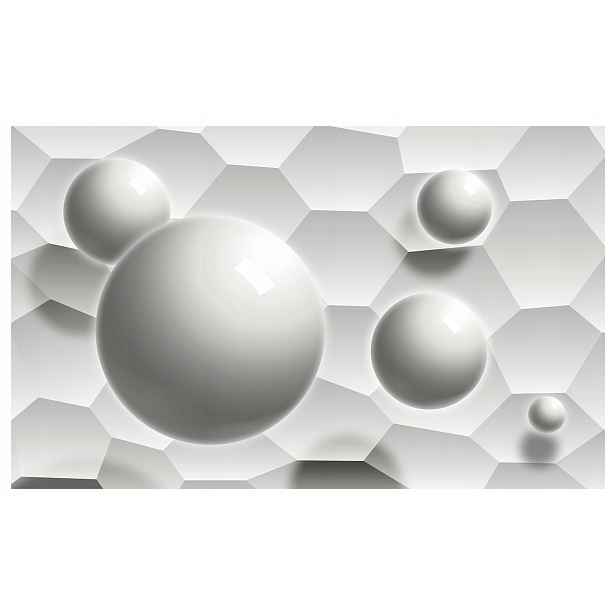 Vliesová fototapeta Sféry Geometrie Abstrakce Bílo-šedá 250x175 lepidlo