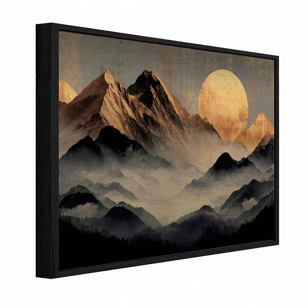 Wallarena ZARÁMOVANÉ obrazy horská krajina černá 120x80 cm