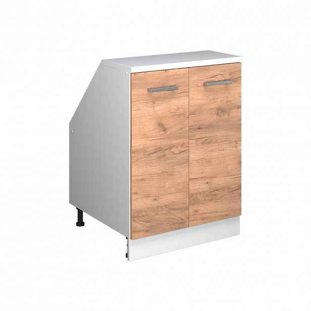 Vicco KUCHYŇSKÁ SKŘÍŇKA POD ŠIKMOU STŘECHU R-Line Zlatý mocný dub 60 cm se 2 dveřmi, korpus skříně hloubka 60 cm