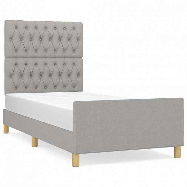 vidaXL Rám postele bez matrace světle šedá 90 x 190 cm textil