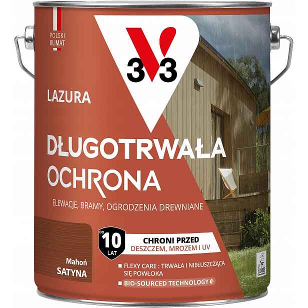 V33 Lazura Dlouhodobá ochrana 10 let ochrany Mahagon satén 4.5 L