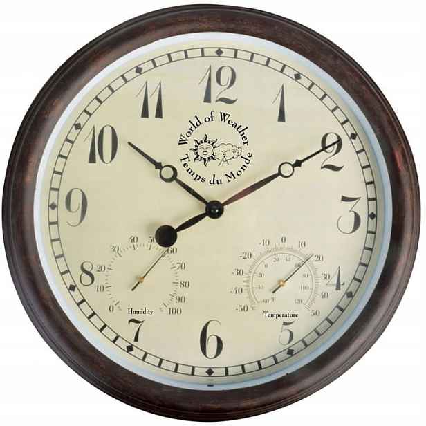 Nástěnné hodiny s teploměrem a vlhkoměrem 38 Cm Esschert Design Venkovní