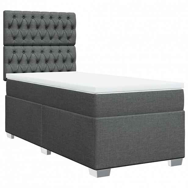 vidaXL Box spring postel s matrací tmavě šedá 90x200 cm textil