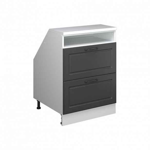 Vicco ŠIKMÁ SKŘÍŇ Rion Antracitový venkovský dům 60 x 81.6 cm se 2 zásuvkami, korpus skříně hloubka 60 cm