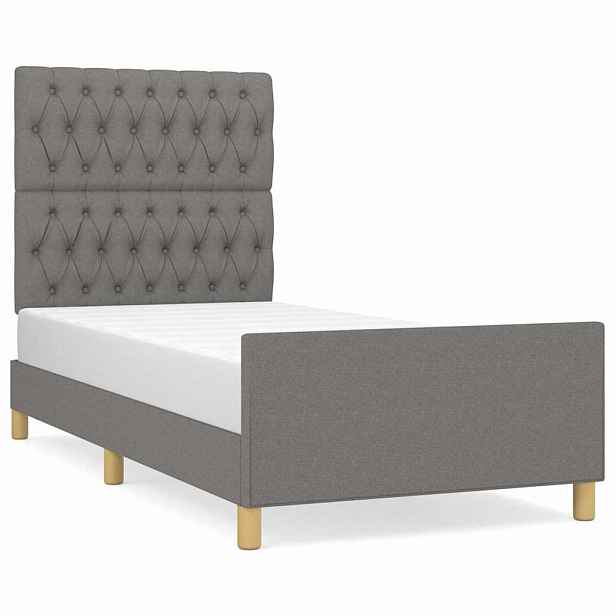 vidaXL Rám postele bez matrace tmavě šedá 90 x 190 cm textil