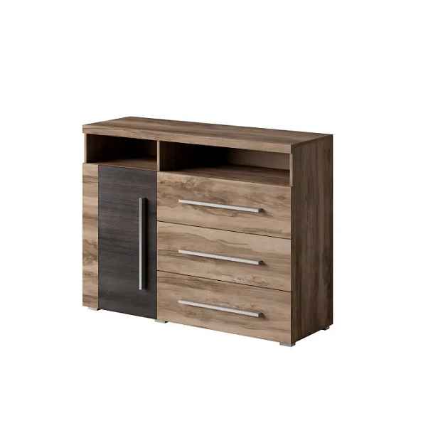 Komoda TYLTA 1D3S, ořech satin/touchwood