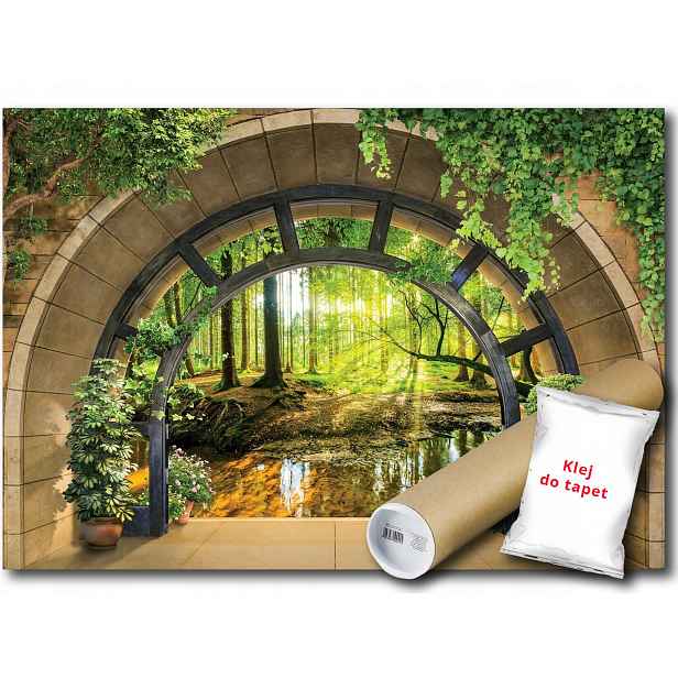 Vinylová fototapeta Les řeka 3D výhled 152x104