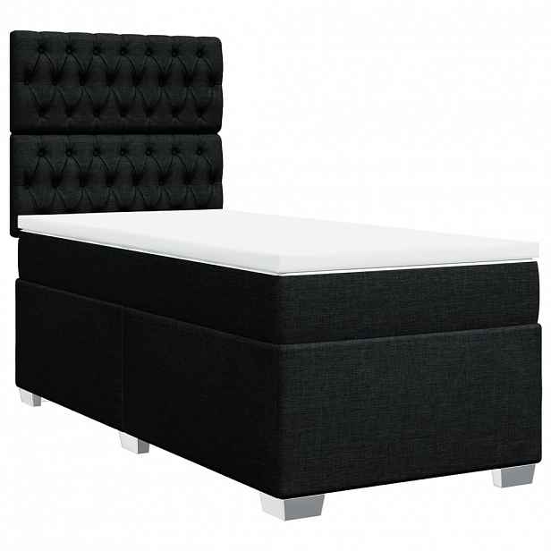 vidaXL Box spring postel s matrací černá 90x200 cm textil