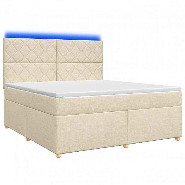vidaXL Postel boxspring s matrací s čelo Krémová 180 x 200 cm Textil