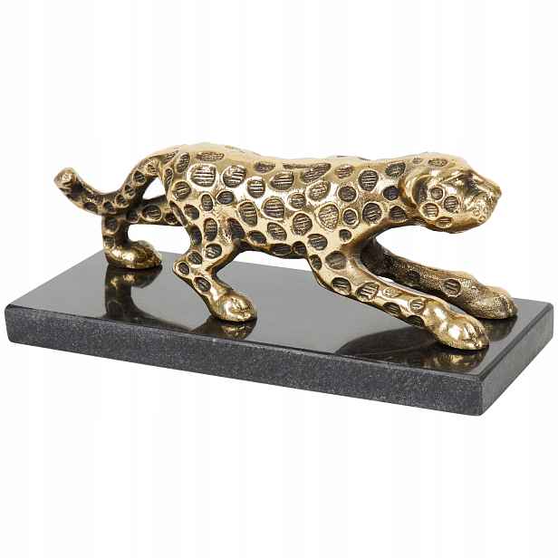Figura Zlatá Pantera Na Mramorovém Podstavci 21 x 9 x 8.5 cm Glamour Loft