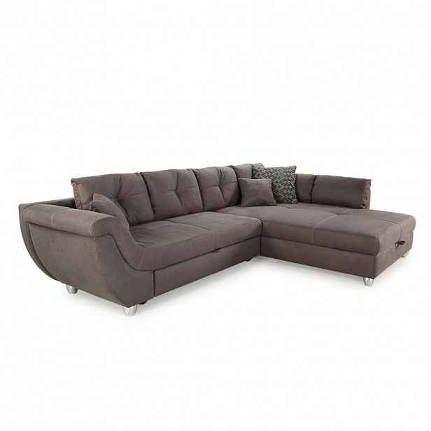 luma-home ROHOVÁ POHOVKA s rozkládací funkcí a velkým úložným prostorem, 330 × 207 × 90 cm (Š×H×V), ležecká plocha 153 × 270 cm, mikrovlákno hnědé / 1