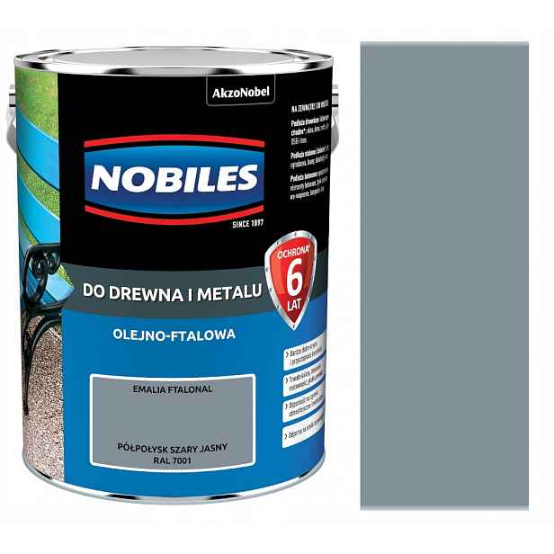 Nobiles Ftalonal Barva Na Dřevo A Kov 5L Pololeská Světle Šedá