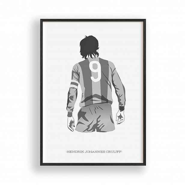 Obraz Johan Cruyff Číslo 9 Plakát Rámeček Dřevěný Černý 30x42 cm