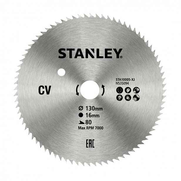 Stanley - Pilový kotouč na dřevo 130x16 mm, 80 zubů STA10005-XJ