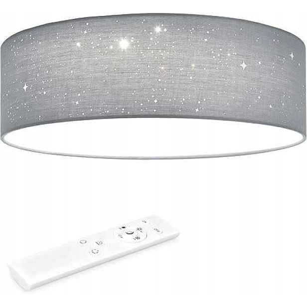 stropní svítidlo Led 22W kulatá Ø 40 cm světle šedá s dálkovým ovládáním Vzor hvězdy