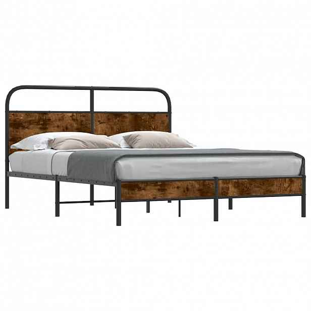 vidaXL Rám postele bez matrace 160x200 cm kouřový dub kompozitní dřevo