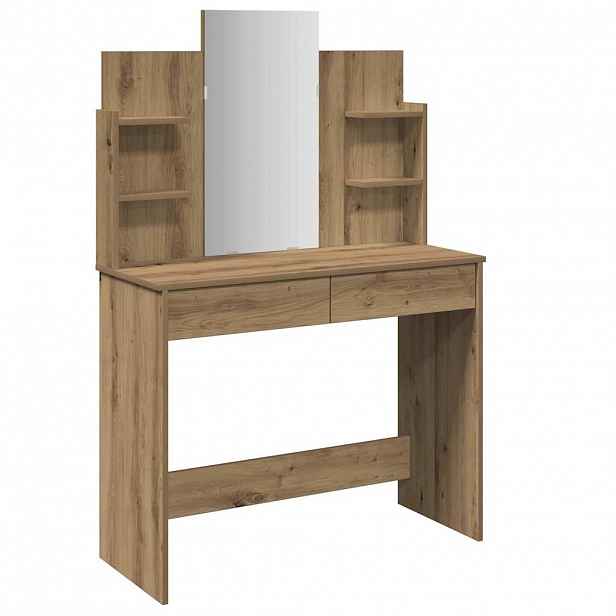 vidaXL Toaletní stolek se zrcadlem dub artisan 96 x 39 x 142 cm