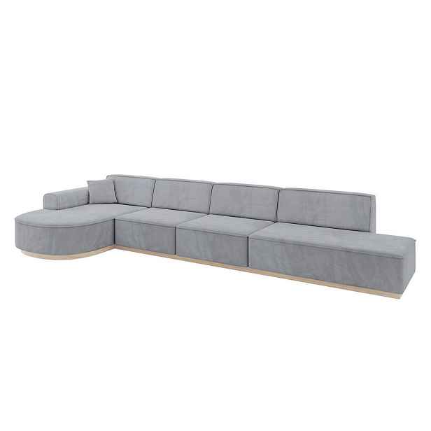 ALTDECOR ROHOVÁ SEDAČKA s otomanem, levá ARRIO-L3 413x171x83 Šedá Velur