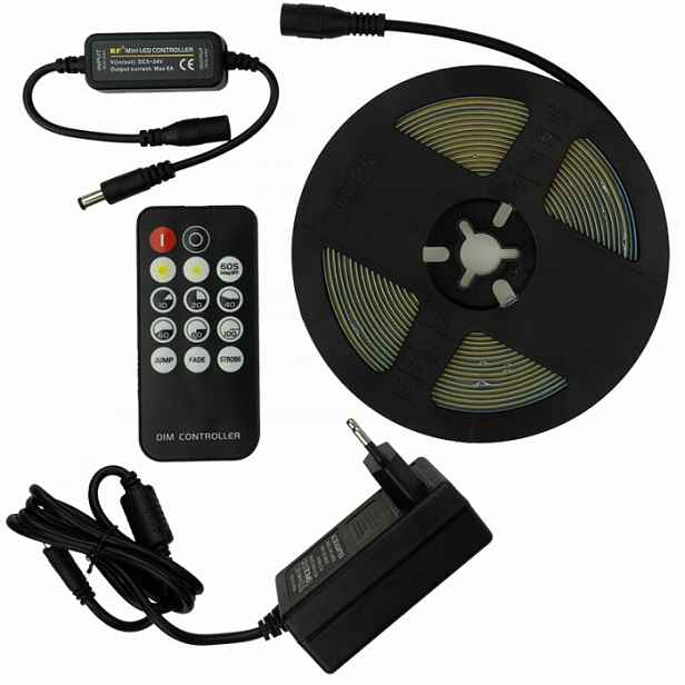 Led pásek Cob 35W 5 m Jednotná role 320LED Neutrální Dálkový Ovladač Set 4000K