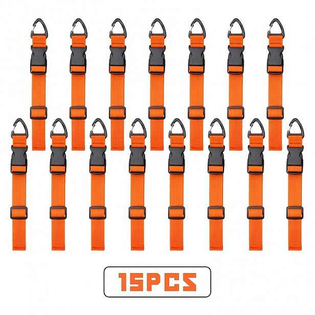 TEMU 15ks 17,72-palcový oranžový nastavitelný prodlužovací úložný organizér se 3 lezeckými přezkami - Odolný polypropylenový organizační popruh,