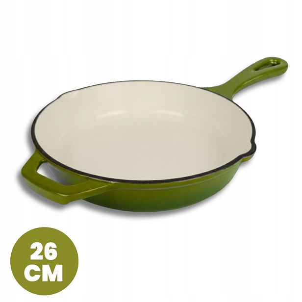 Smaltovaná Litinová Pánev 26 cm Litinová Indukce Trouba Velká Olivová