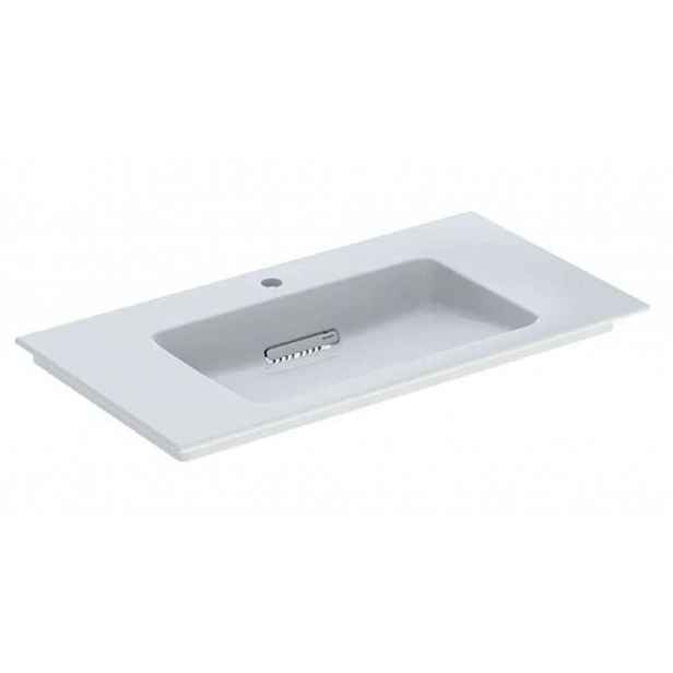 Geberit ONE - Umyvadlo nábytkové 90x48x13 cm, skrytý přepad, s otvorem pro baterii, vodorovný odtok, KeraTect, bílá 505.006.00.1