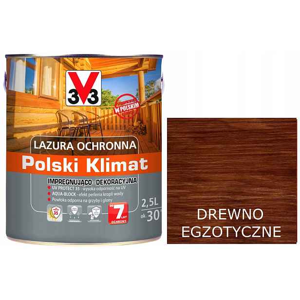Lazura V33 Polský Klima 7 let Dřevo Exoty 2,5L