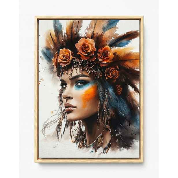 Obraz Rama American Box Portret Kobieta Indianka Ameryka Etno Boho 60x80