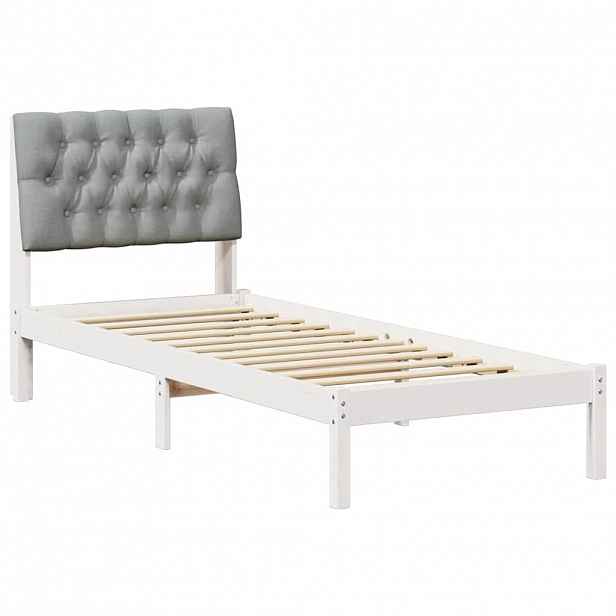 vidaXL Rám postele s čalouněným čelem s čelo Bílá 75 x 190 cm