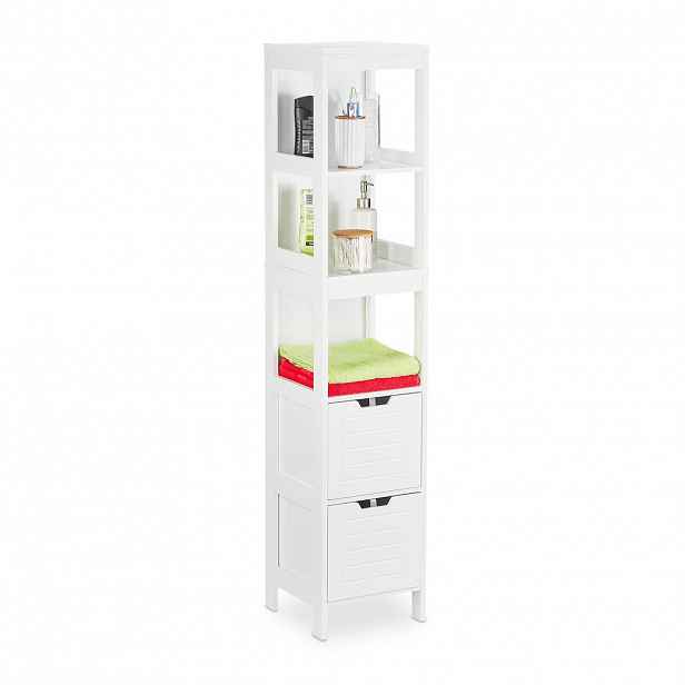Relaxdays SKŘÍŇKA Bílá koupelnová MDF 2 zásuvky 144 cm
