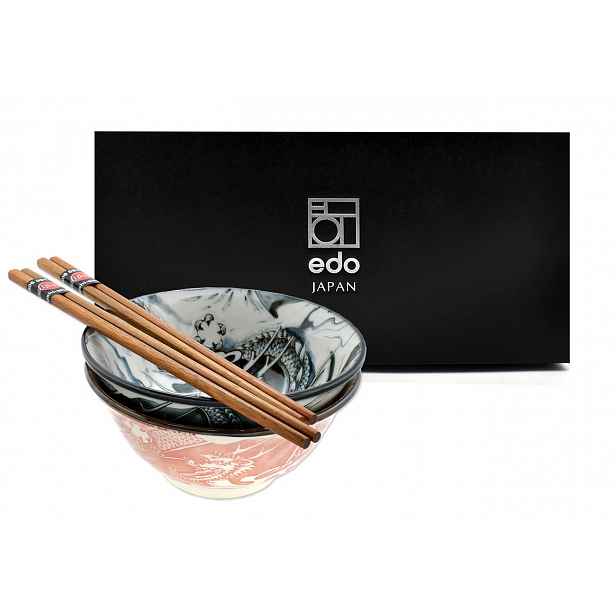 Sada 2 misek s paličkami Dragon Pink Green 15 cm 500 ml